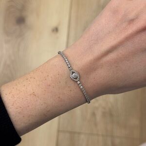 Swarovski Elegant Silver Evil Eye Bracelet with Crystal Accents